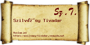 Szilvásy Tivadar névjegykártya